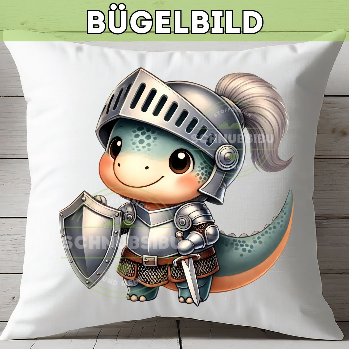 Bügelbild Niedlicher Dino Ritter